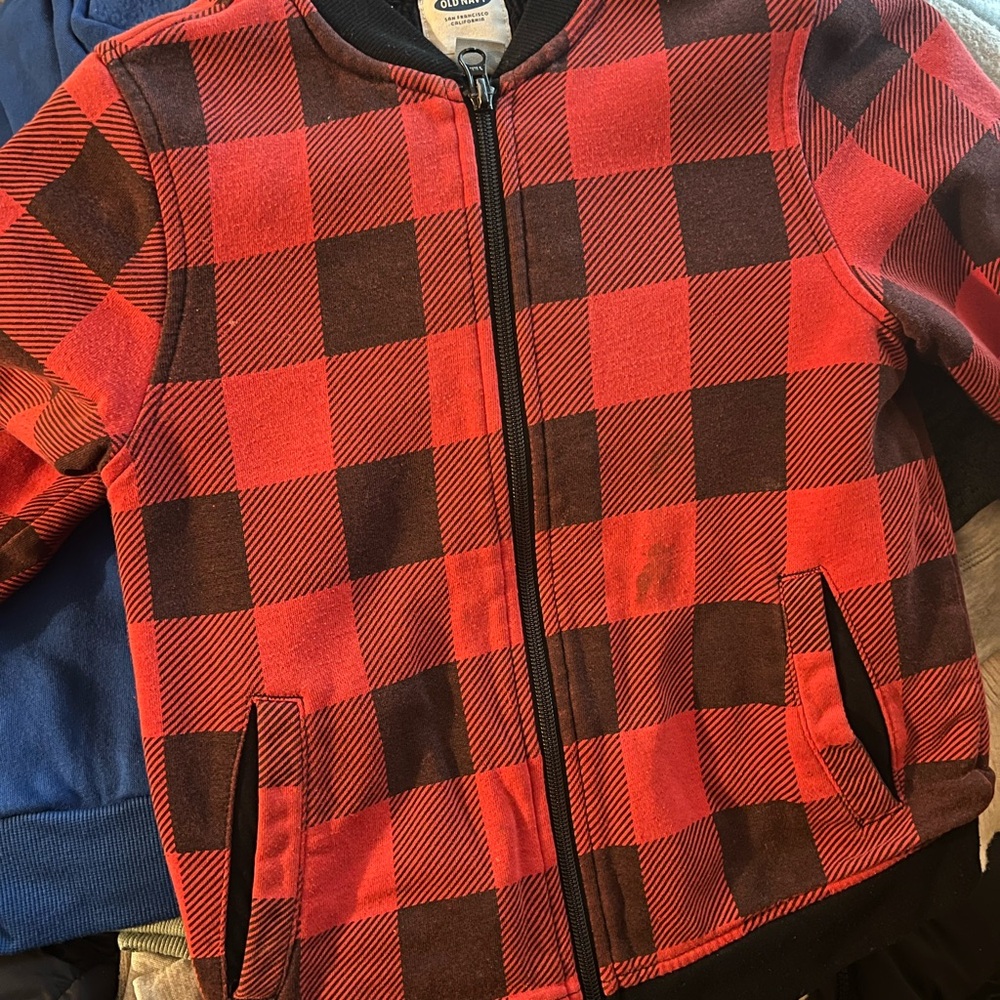 Old Navy Red and Black Plaid Kids Jacket